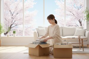 春の断捨離と不用品回収のイメージ