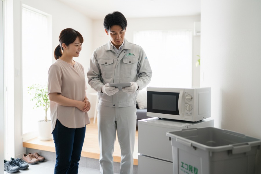 不用品回収業者のスタッフが査定を行う様子