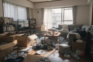 ゴミ屋敷になった散らかった室内のイメージ
