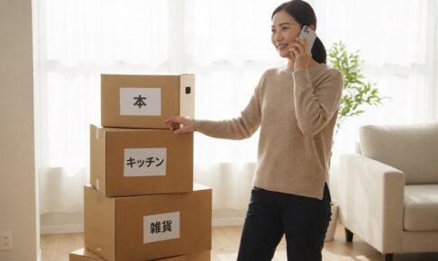 遺品整理を電話で依頼する女性のイメージ