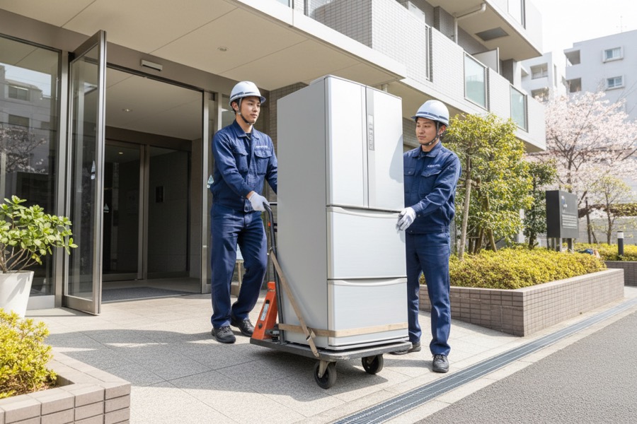 不用品回収業者が家電を回収しているイメージ