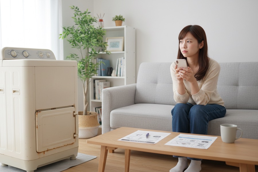 家電の処分方法を比較検討しているイメージ