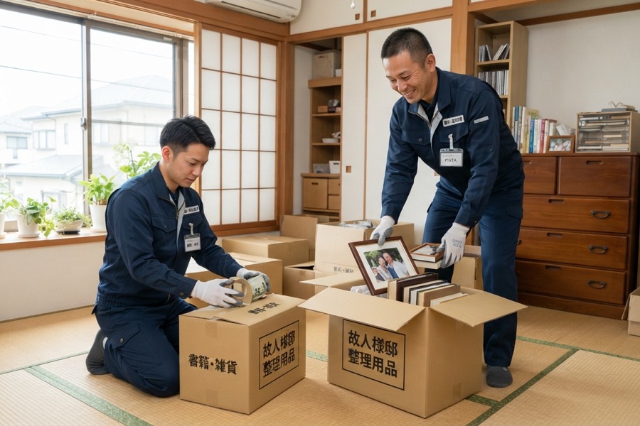 遺品整理業者に依頼して不用品を処分するイメージ