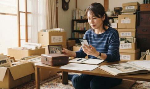 親の遺品整理について調べる女性のイメージ