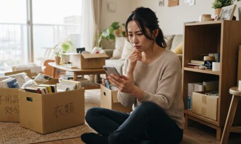 ジモティーの自宅引き取りに不安を感じる女性のイメージ