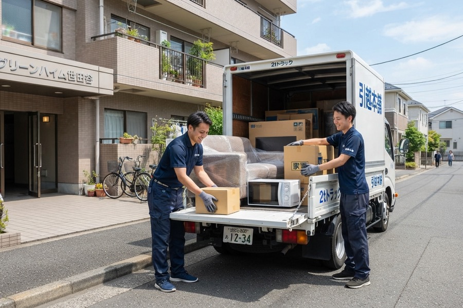 大阪の住宅で不用品回収の作業を行うスタッフのイメージ